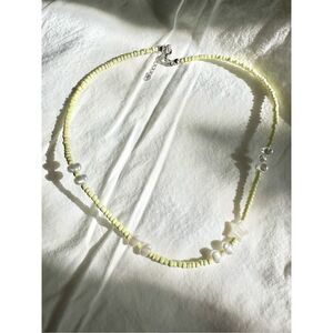 Light Yellow beaded star sea shell and pearl beach necklace